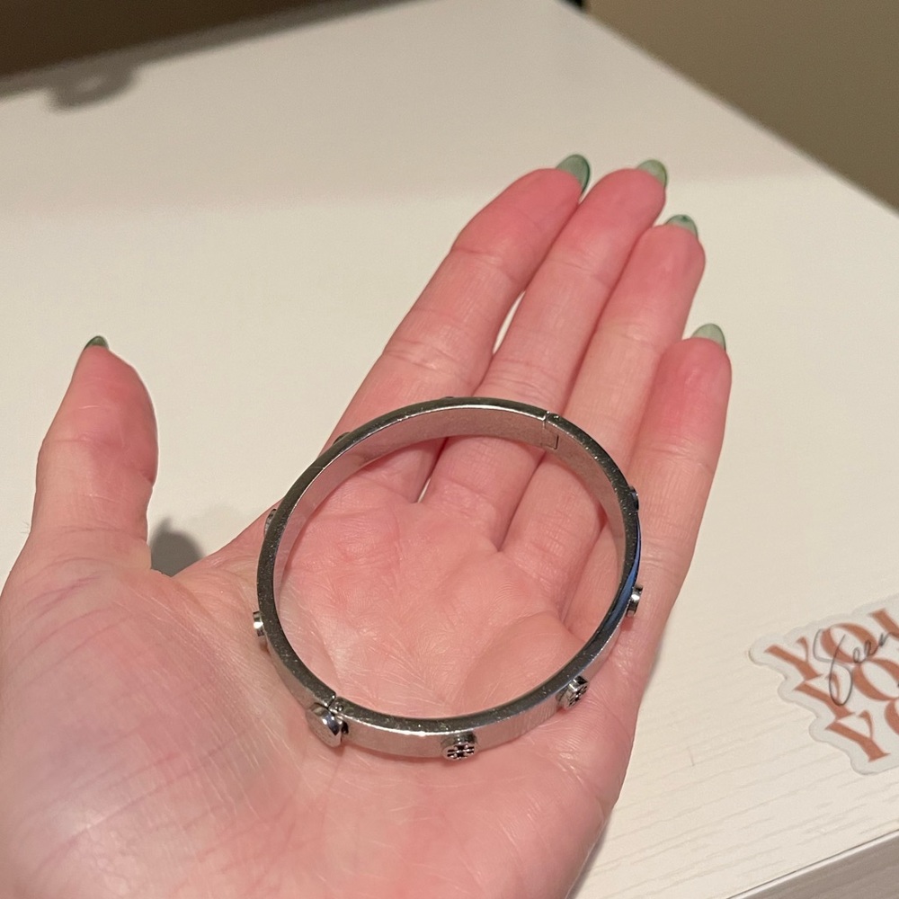 Tory Burch Silver Bracelet with Floral Accents